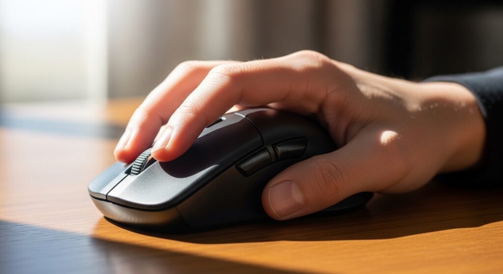 マウスを右クリックする手