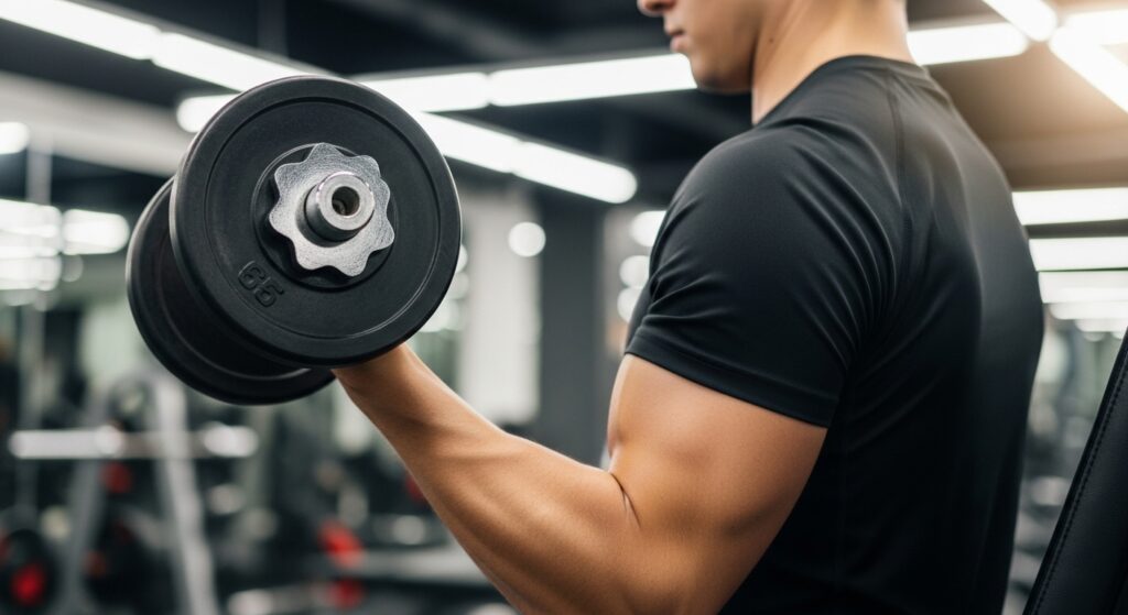 健康のためにジムでトレーニングをする男性