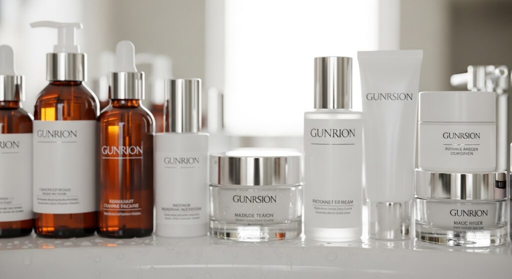 洗面台にあふれるスキンケア用品