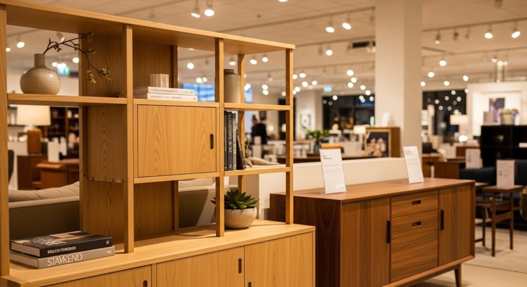 家具屋に並ぶたくさんの収納家具