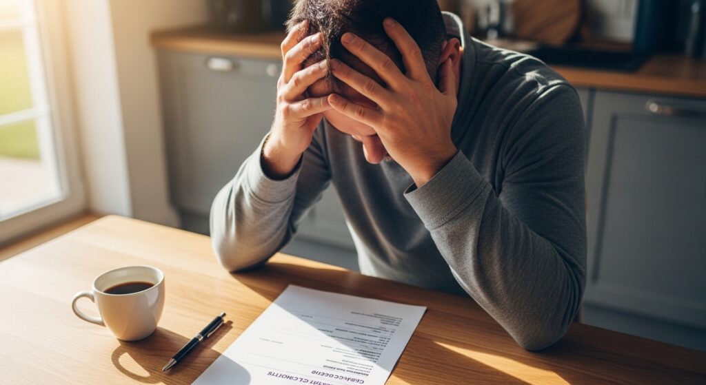 目的がない節約に疲れ、悩んでいる様子