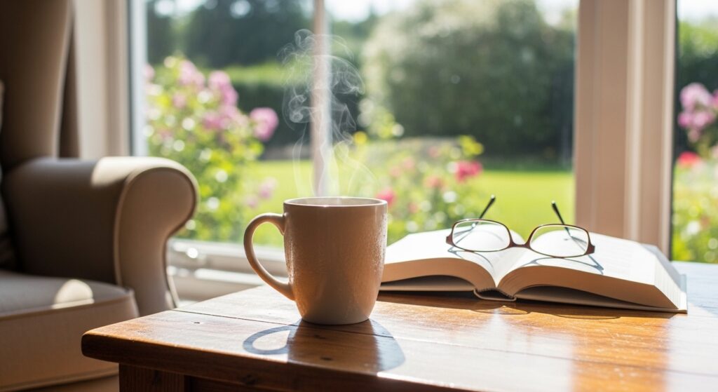 投資がうまくいき、自由時間でコーヒーをいれる様子