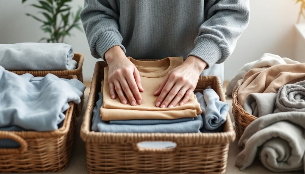 かごに入った洋服